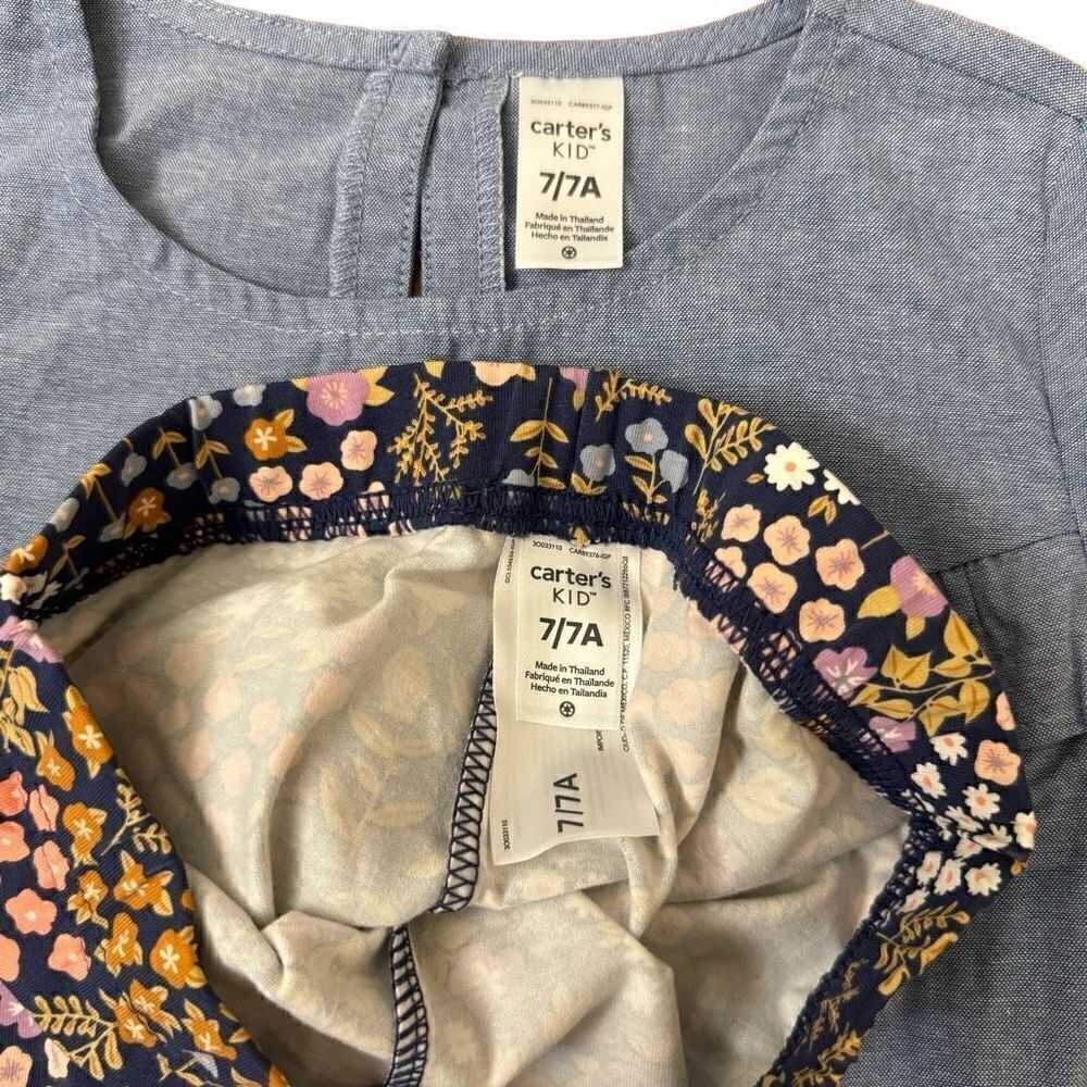 Carter’s NEW Chambray Top & Floral Leggings Ser Size 7 - Picture 3 of 6